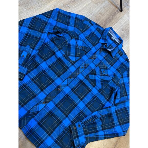 E11 State of Elevenate Mens Blue & Black Plaid Flannel Button Up Shirt XXL Portu - Picture 7 of 9